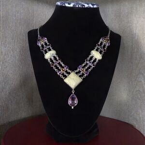 NICKY BUTLER 925 Sterling Silver Designer NB Necklace Amethyst Garnet Citrine 💛